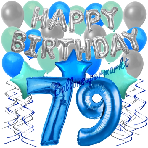 Ballons-und-Dekorations-Set-zum-79.-Geburtstag-Happy-Birthday-Blau