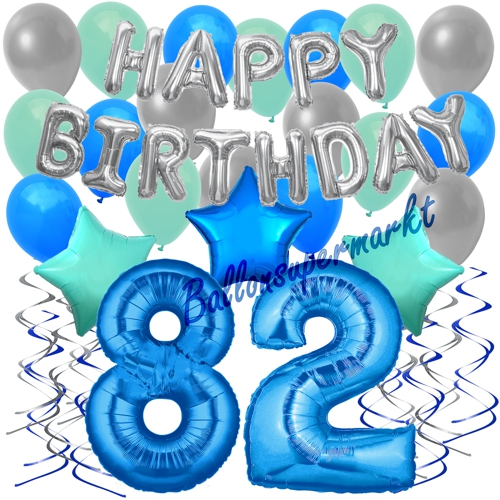 Ballons-und-Dekorations-Set-zum-82.-Geburtstag-Happy-Birthday-Blau
