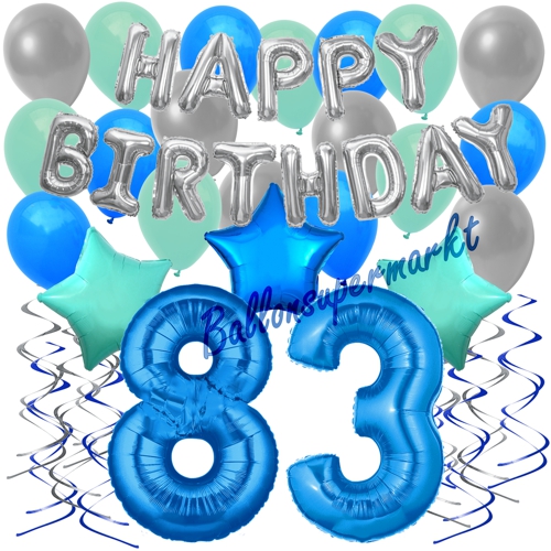 Ballons-und-Dekorations-Set-zum-83.-Geburtstag-Happy-Birthday-Blau