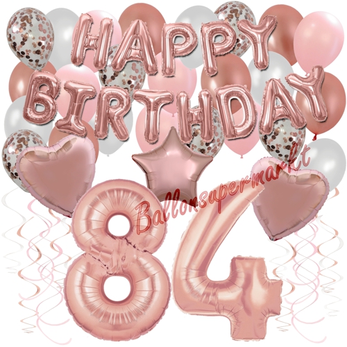 Ballons-und-Dekorations-Set-zum-84.-Geburtstag-Happy-Birthday-Rosegold