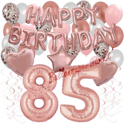 Ballons-und-Dekorations-Set-zum-85.-Geburtstag-Happy-Birthday-Rosegold