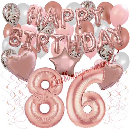 Ballons-und-Dekorations-Set-zum-86.-Geburtstag-Happy-Birthday-Rosegold