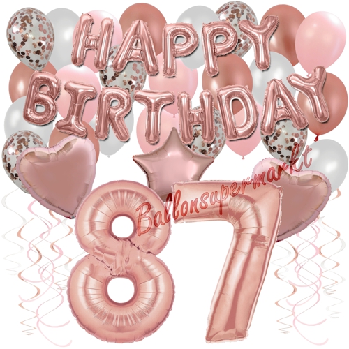 Ballons-und-Dekorations-Set-zum-87.-Geburtstag-Happy-Birthday-Rosegold