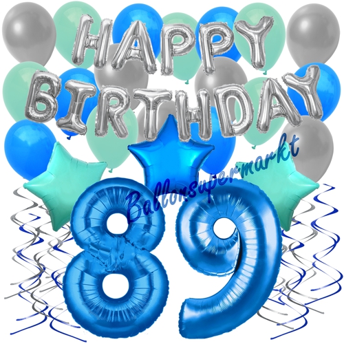 Ballons-und-Dekorations-Set-zum-89.-Geburtstag-Happy-Birthday-Blau