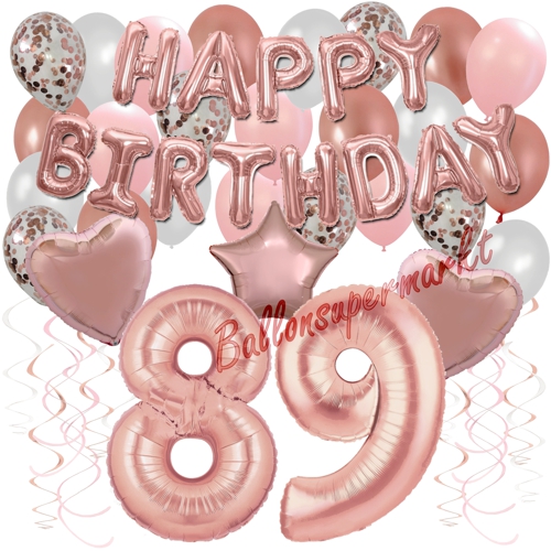 Ballons-und-Dekorations-Set-zum-89.-Geburtstag-Happy-Birthday-Rosegold