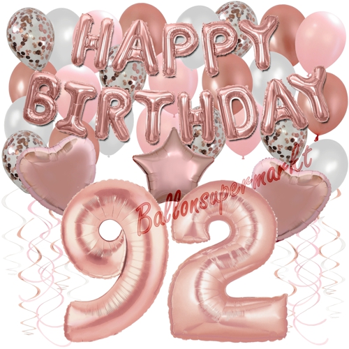 Ballons-und-Dekorations-Set-zum-92.-Geburtstag-Happy-Birthday-Rosegold