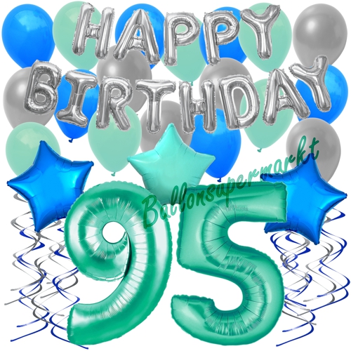 Ballons-und-Dekorations-Set-zum-95.-Geburtstag-Happy-Birthday-Aquamarin