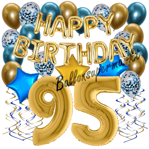 Ballons-und-Dekorations-Set-zum-95.-Geburtstag-Happy-Birthday-Chrome-Blue-and-Gold