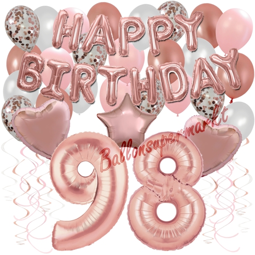 Ballons-und-Dekorations-Set-zum-98.-Geburtstag-Happy-Birthday-Rosegold