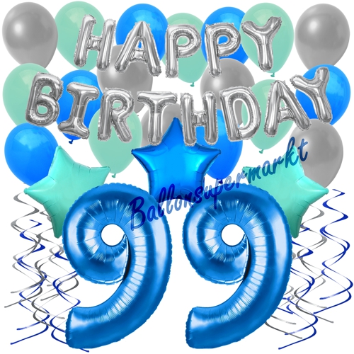 Ballons-und-Dekorations-Set-zum-99.-Geburtstag-Happy-Birthday-Blau