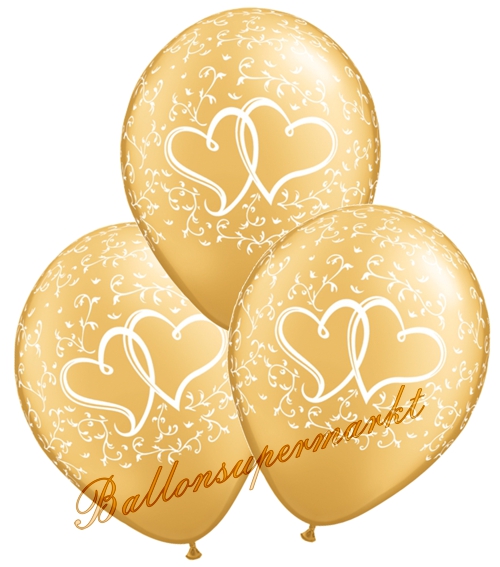 Ballons-und-Helium-Set-Einweg-Entwined-Hearts-gold-Ballonflug-Dekoration-Hochzeitsfest