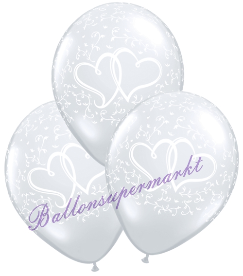 Ballons-und-Helium-Set-Einweg-Entwined-Hearts-perlweiss-Ballonflug-Dekoration-Hochzeitsfest