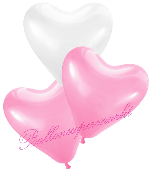 Ballons-und-Helium-Set-Einweg-Herzen-rosa-weiss-Ballonflug-Dekoration-Hochzeitsfest