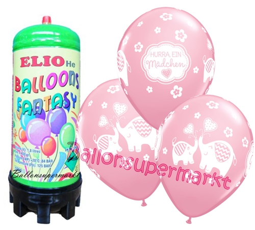 Ballons-und-Helium-Set-Midi-Einweg-Geburt-Hurra-ein-Maedchen-25-Stueck-Ballonflug-Dekoration-Babyparty