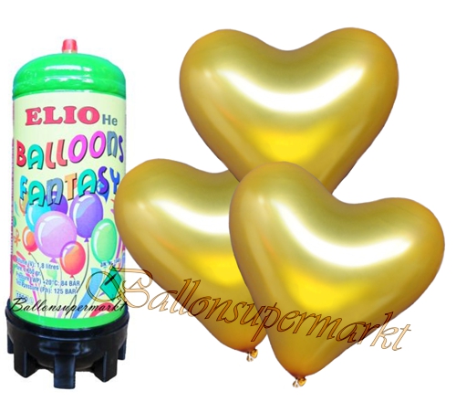Ballons-und-Helium-Set-Midi-Einweg-Goldene-Hochzeit-Maxi-Herzen-gold-10-Stueck-Ballonflug-Dekoration-Goldhochzeitsfest