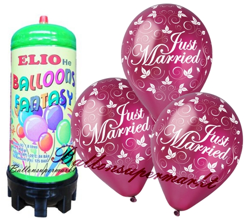 Ballons-und-Helium-Set-Midi-Einweg-Just-Married-burgund-25-Stueck-Ballonflug-Dekoration-Hochzeitsfest-Trauung