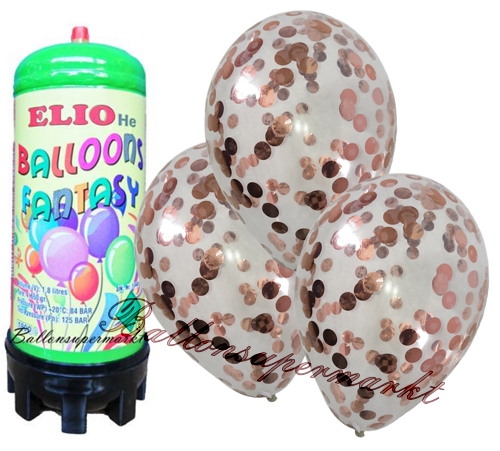 Ballons-und-Helium-Set-Midi-Einweg-Konfetti-Luftballon-rosegold-25-Stueck-Ballonflug-Dekoration-Hochzeitsfest-Trauung