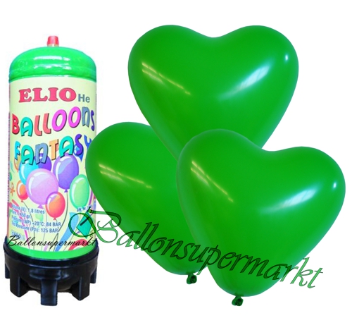 Ballons-und-Helium-Set-Midi-Einweg-Petersilienhochzeit-Maxi-Herzen-gruen-10-Stueck-Ballonflug-Dekoration-Petersilienhochzeitsfest