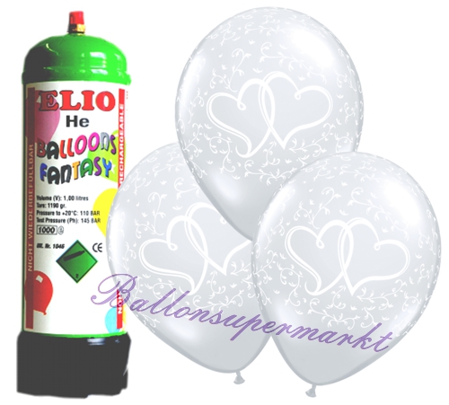Ballons-und-Helium-Set-Mini-Einweg-Hochzeit-Entwined-Hearts-perlweiss-12-Stueck-Ballonflug-Dekoration-Hochzeitsfest-Trauung