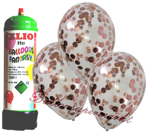 Ballons-und-Helium-Set-Mini-Einweg-Konfetti-Luftballon-rosegold-12-Stueck-Ballonflug-Dekoration-Hochzeitsfest-Trauung