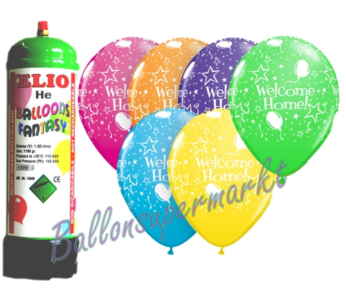 Ballons-und-Helium-Set-Mini-Einweg-Welcome-Home-12-Stueck-Ballonflug-Dekoration-Willkommensparty