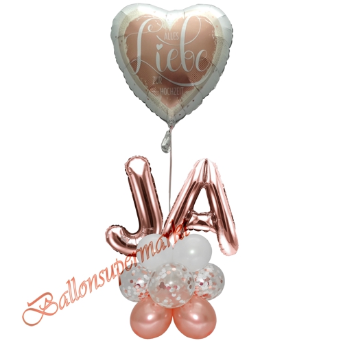 Ballonsdekoration-Hochzeit-Alles-Liebe-zur-Hochzeit-Ja-Rosegold-Weiss-Deko-Tischdeko-Hochzeitsfest