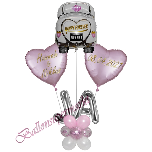 Ballonsdekoration-Hochzeit-Happy-Forever-Namen-und-Datum-Ja-Weiss-Rosa-personalisierte-Deko-zum-Hochzeitsfest