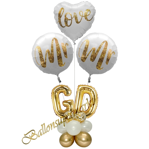 Ballonsdekoration-Hochzeit-Mr-and-Mr-Love-mit-Initialen-Gold-Weiss-personalisierte-Deko-zum-Hochzeitsfest