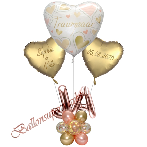 Ballonsdekoration-Hochzeit-Traumpaar-Jumbo-Namen-und-Datum-Ja-Weiss-Gold-Rosegold-personalisierte-Deko-zum-Hochzeitsfest