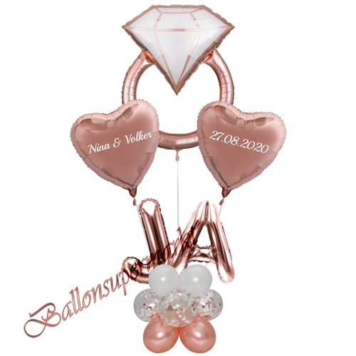 Ballonsdekoration-Hochzeit-Trauring-Namen-und-Datum-Ja-Weiss-Rosegold-personalisierte-Deko-zum-Hochzeitsfest