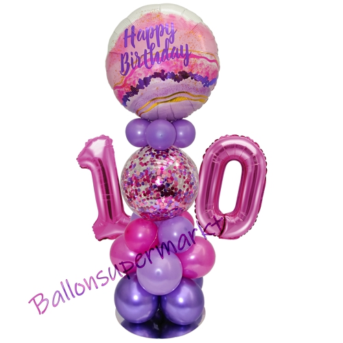 Ballonsdekoration-LED-Happy-Birthday-10-Pink-Lila-Deko-Tischdeko-zum-10.-Geburtstag