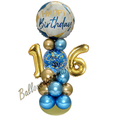 Ballonsdekoration-LED-Happy-Birthday-16-Blau-Gold-Deko-Tischdeko-zum-16.-Geburtstag