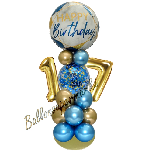 Ballonsdekoration-LED-Happy-Birthday-17-Blau-Gold-Deko-Tischdeko-zum-17.-Geburtstag