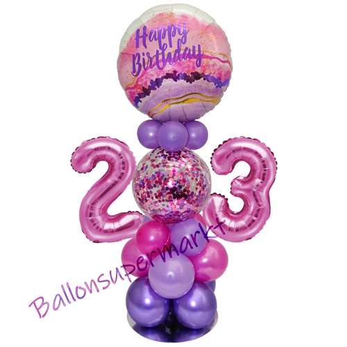 Ballonsdekoration-LED-Happy-Birthday-23-Pink-Lila-Deko-Tischdeko-zum-23.-Geburtstag