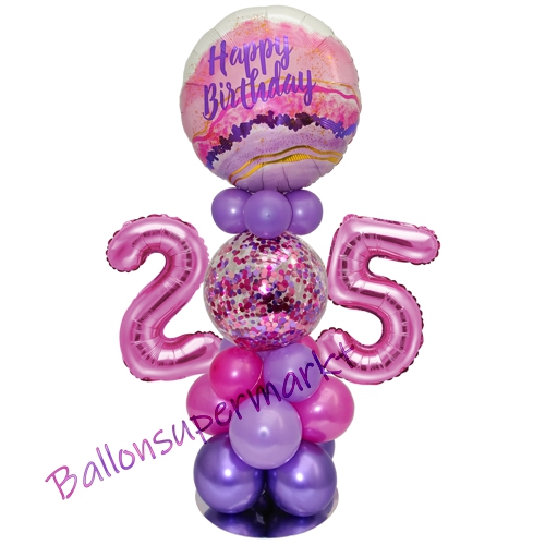 Ballonsdekoration-LED-Happy-Birthday-25-Pink-Lila-Deko-Tischdeko-zum-25.-Geburtstag