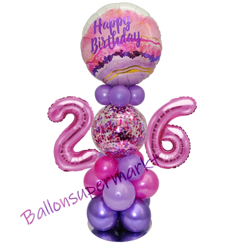 Ballonsdekoration-LED-Happy-Birthday-26-Pink-Lila-Deko-Tischdeko-zum-26.-Geburtstag