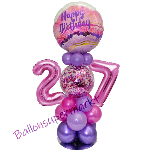 Ballonsdekoration-LED-Happy-Birthday-27-Pink-Lila-Deko-Tischdeko-zum-27.-Geburtstag
