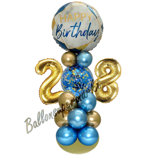 Ballonsdekoration-LED-Happy-Birthday-28-Blau-Gold-Deko-Tischdeko-zum-28.-Geburtstag