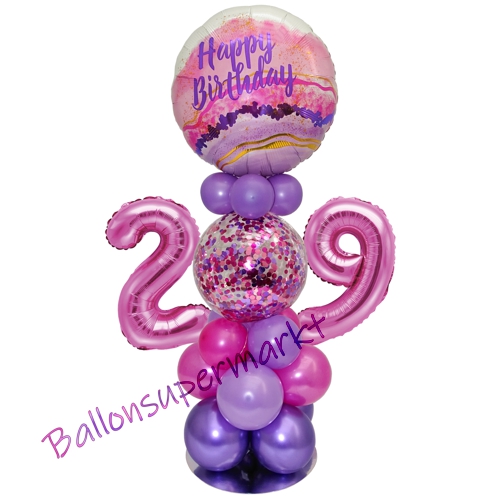 Ballonsdekoration-LED-Happy-Birthday-29-Pink-Lila-Deko-Tischdeko-zum-29.-Geburtstag