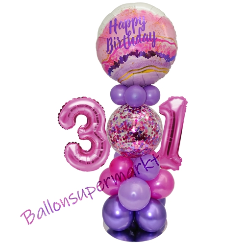 Ballonsdekoration-LED-Happy-Birthday-31-Pink-Lila-Deko-Tischdeko-zum-31.-Geburtstag