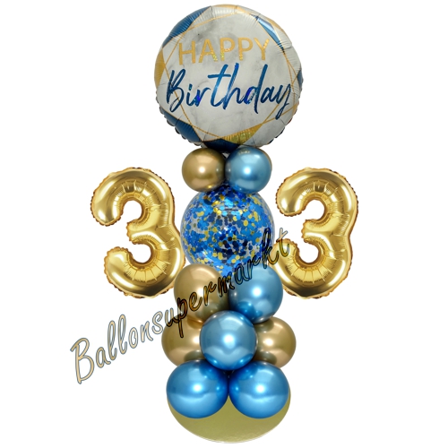 Ballonsdekoration-LED-Happy-Birthday-33-Blau-Gold-Deko-Tischdeko-zum-33.-Geburtstag