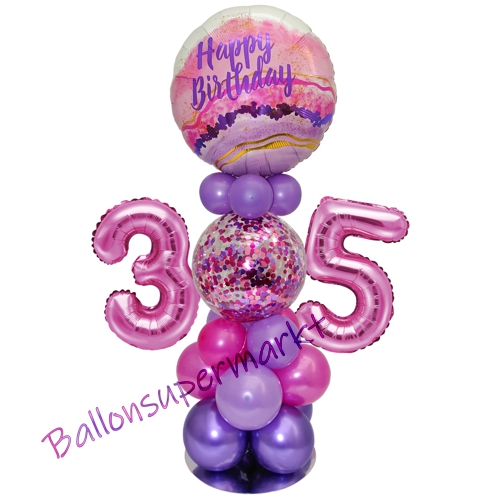 Ballonsdekoration-LED-Happy-Birthday-35-Pink-Lila-Deko-Tischdeko-zum-35.-Geburtstag