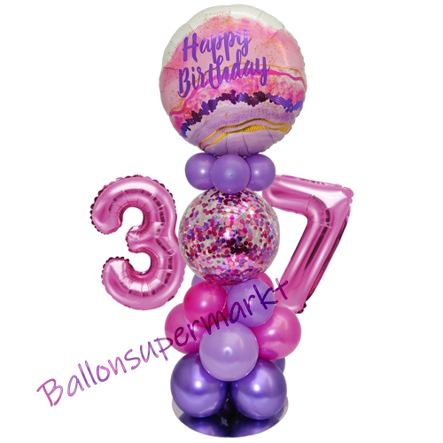 Ballonsdekoration-LED-Happy-Birthday-37-Pink-Lila-Deko-Tischdeko-zum-37.-Geburtstag
