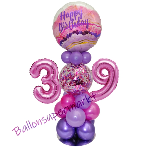 Ballonsdekoration-LED-Happy-Birthday-39-Pink-Lila-Deko-Tischdeko-zum-39.-Geburtstag