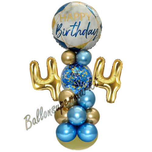Ballonsdekoration-LED-Happy-Birthday-44-Blau-Gold-Deko-Tischdeko-zum-44.-Geburtstag