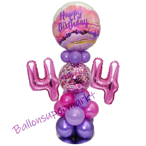Ballonsdekoration-LED-Happy-Birthday-44-Pink-Lila-Deko-Tischdeko-zum-44.-Geburtstag