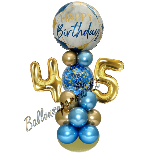 Ballonsdekoration-LED-Happy-Birthday-45-Blau-Gold-Deko-Tischdeko-zum-45.-Geburtstag
