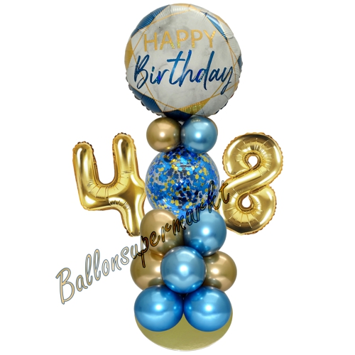 Ballonsdekoration-LED-Happy-Birthday-48-Blau-Gold-Deko-Tischdeko-zum-48.-Geburtstag