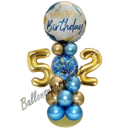 Ballonsdekoration-LED-Happy-Birthday-52-Blau-Gold-Deko-Tischdeko-zum-52.-Geburtstag
