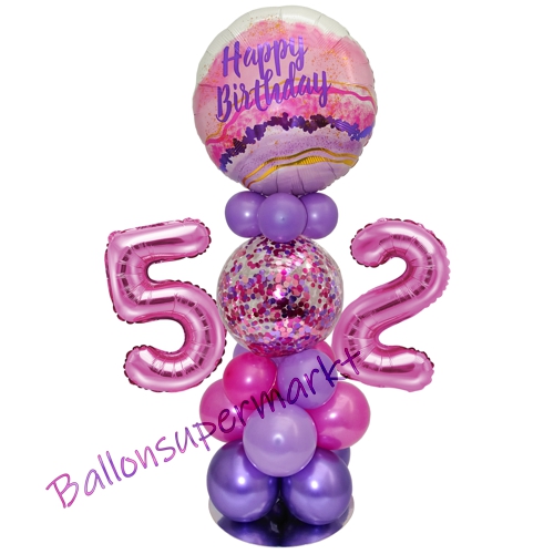Ballonsdekoration-LED-Happy-Birthday-52-Pink-Lila-Deko-Tischdeko-zum-52.-Geburtstag